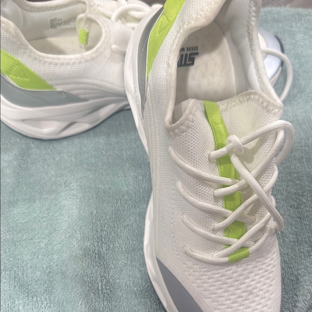 White and Green Athletic Sneakers